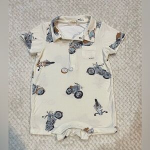 Tullabee Vintage Motorcycle Polo Shortie Romper / Shorall Boys Size 3-6months
